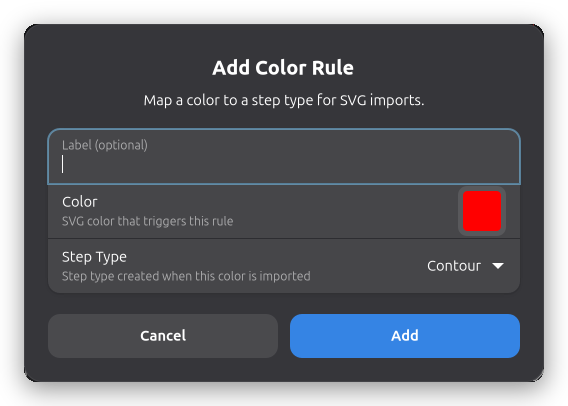 Color Rule editor dialog