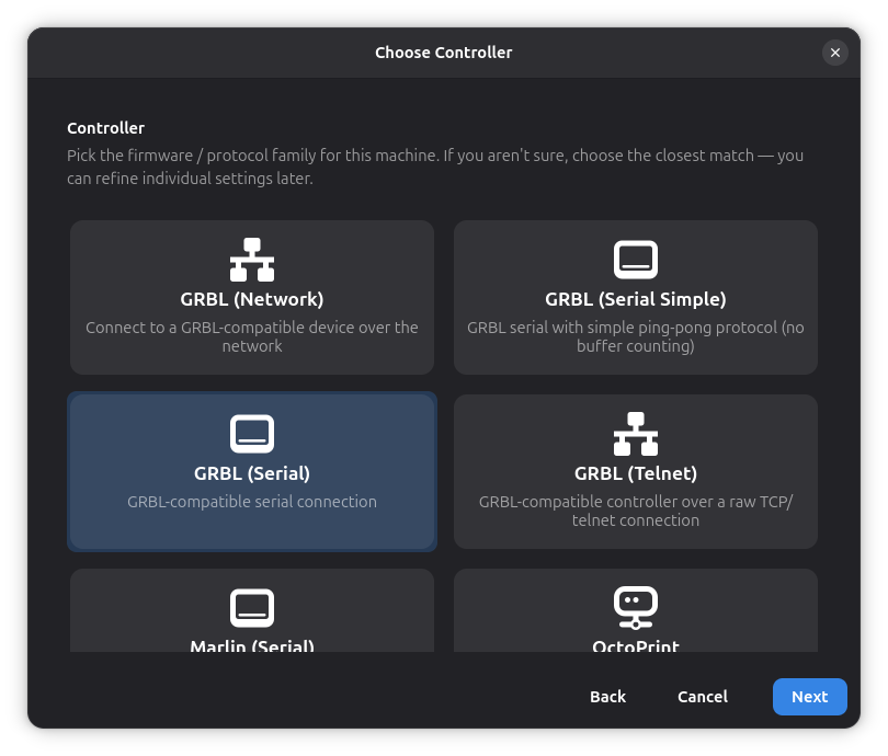 Wizard — Choose a Controller