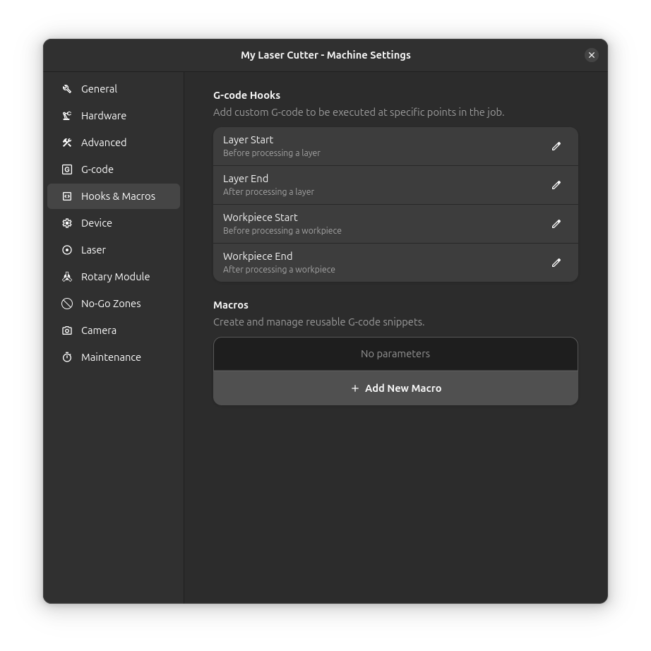 Hooks &amp; Macros Settings