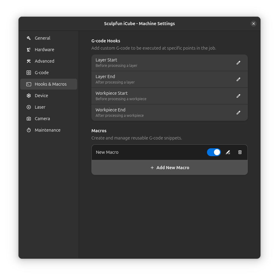 Hooks &amp; Macros Settings