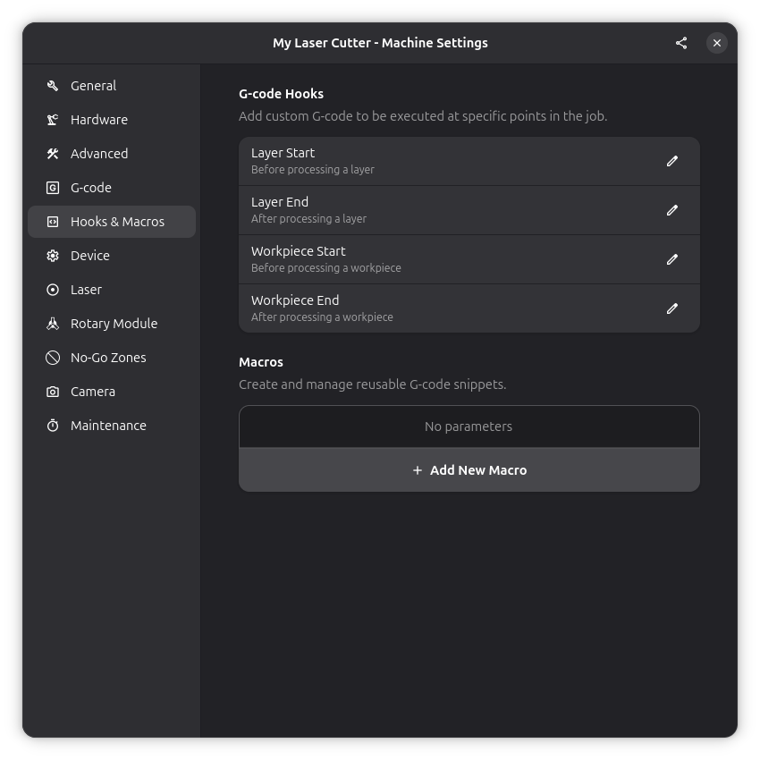 Hooks &amp; Macros Settings