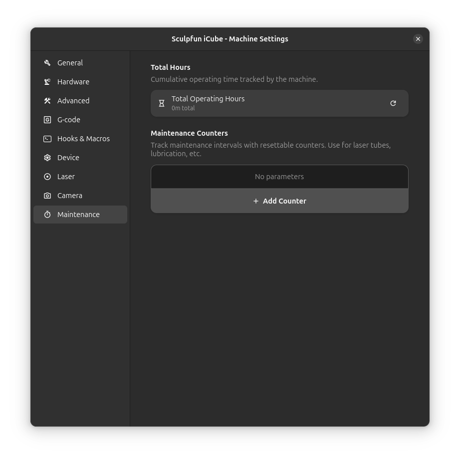Maintenance Settings