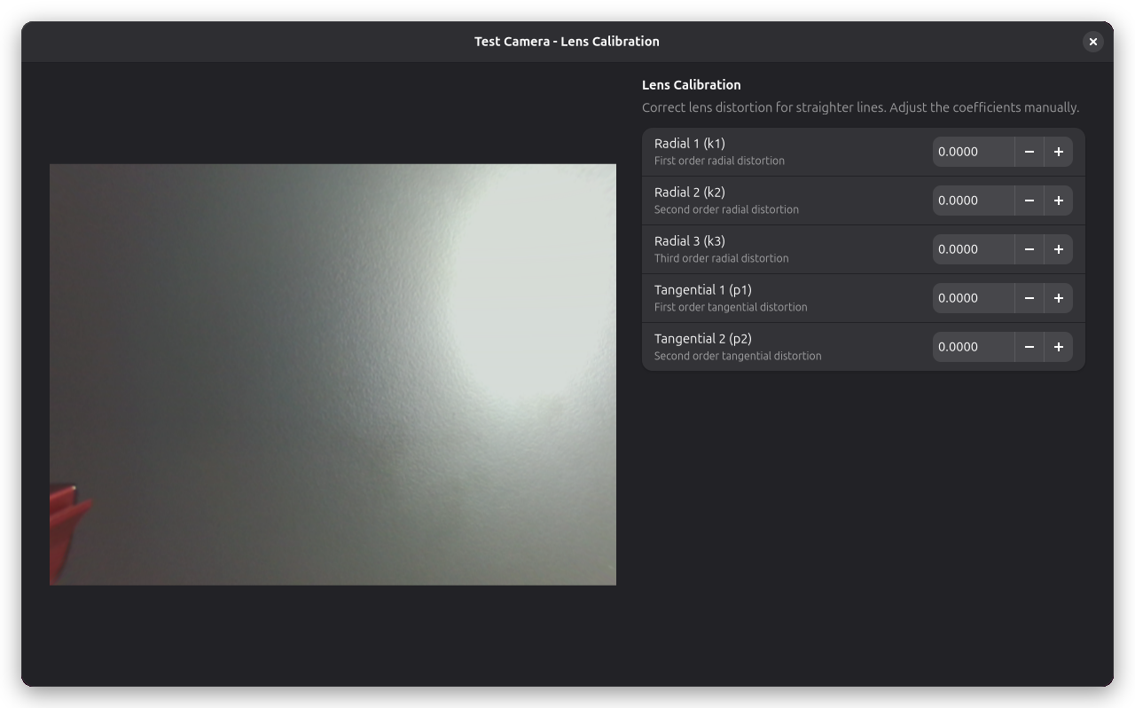 Lens Calibration Dialog
