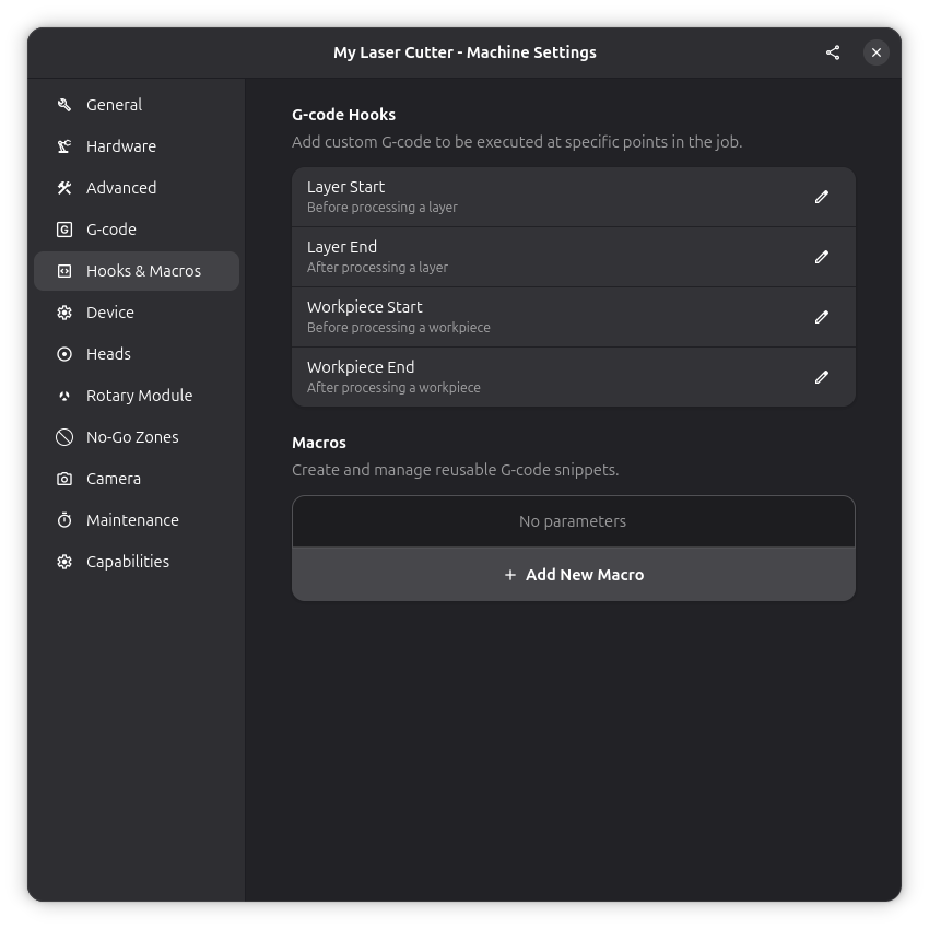 Hooks &amp; Macros Settings