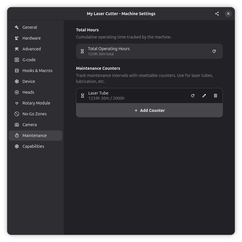 Maintenance Settings