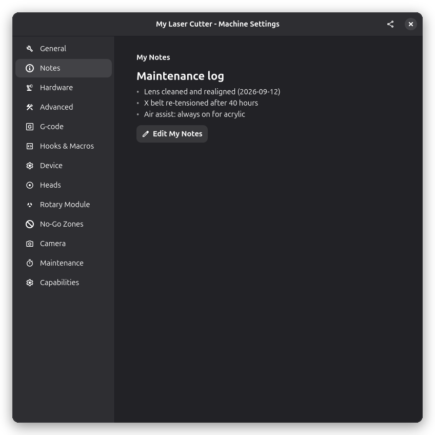 Notes Settings