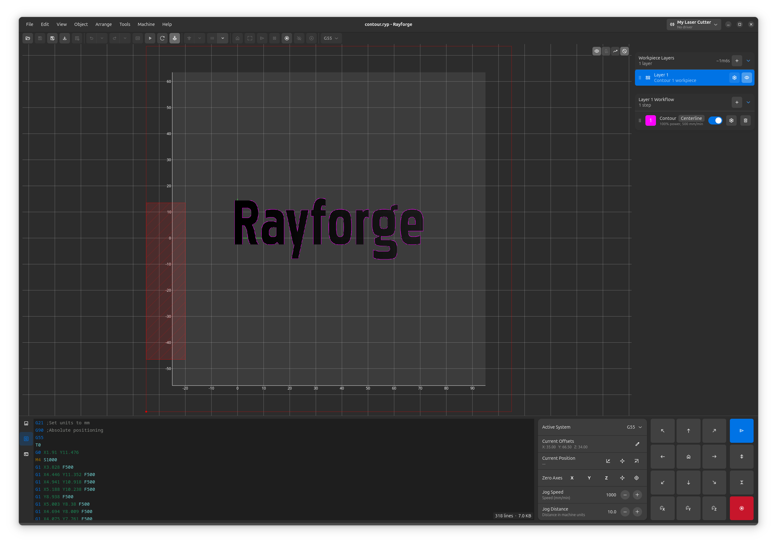 Rayforge Main Window