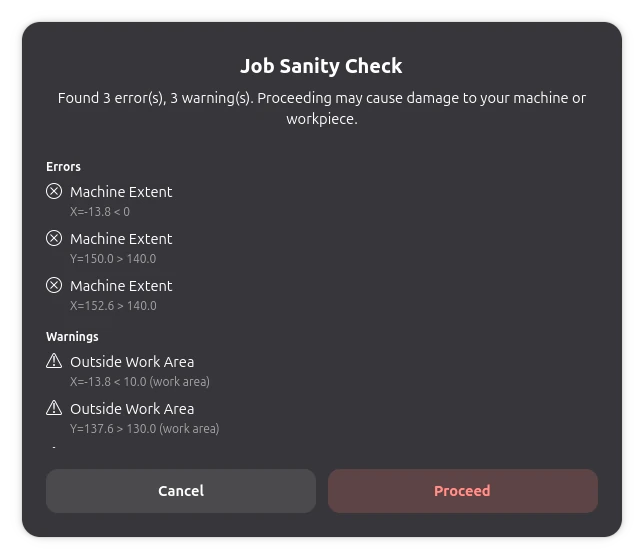 Sanity Check Dialog