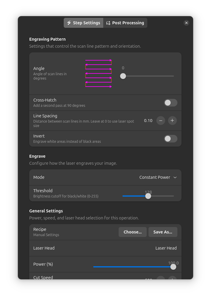 Constant Power mode settings
