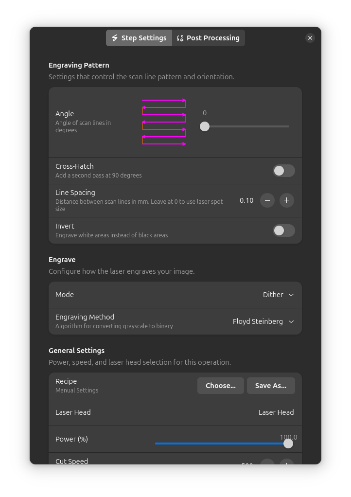 Dither mode settings