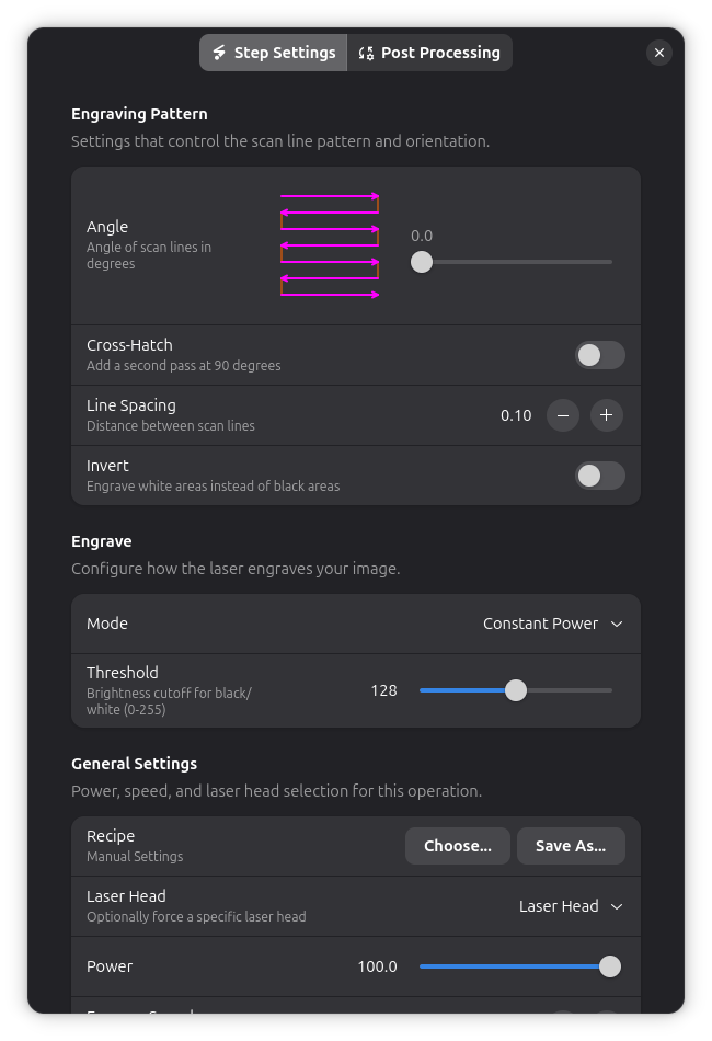 Constant Power mode settings