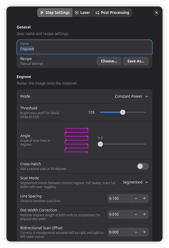 Constant Power mode settings