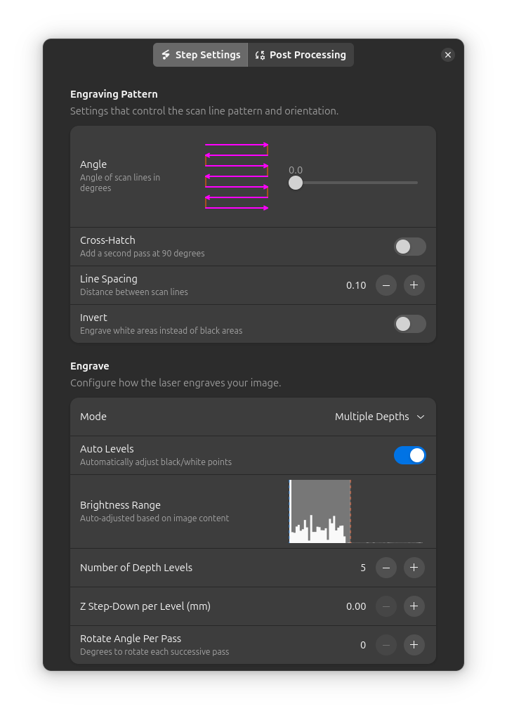 Multiple Depths mode settings