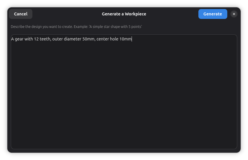 Diálogo del Generador de Piezas por IA
