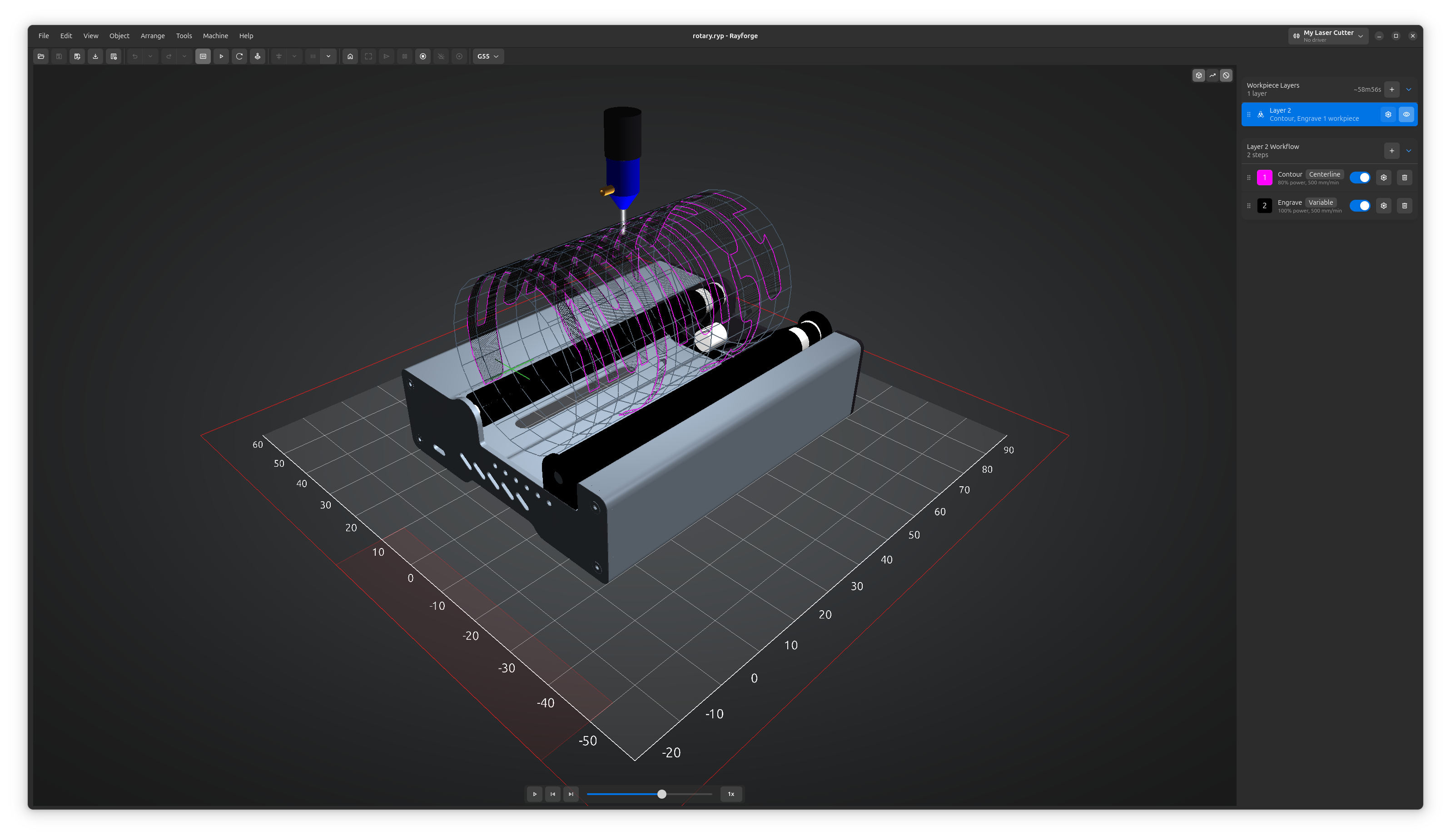 Vista previa 3D en modo rotativo
