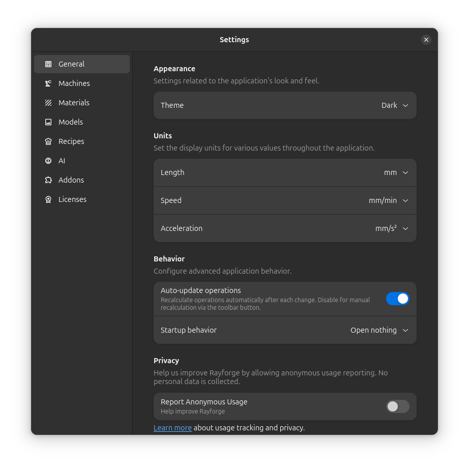 Paramètres généraux