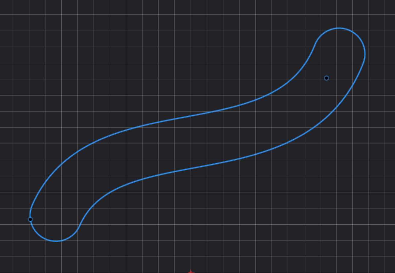 Bézier deslocado em uma ranhura