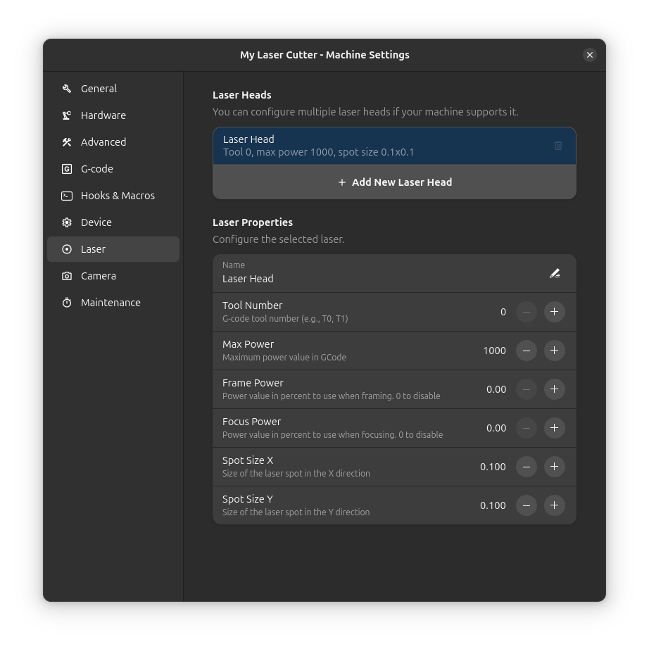 Налаштування лазера