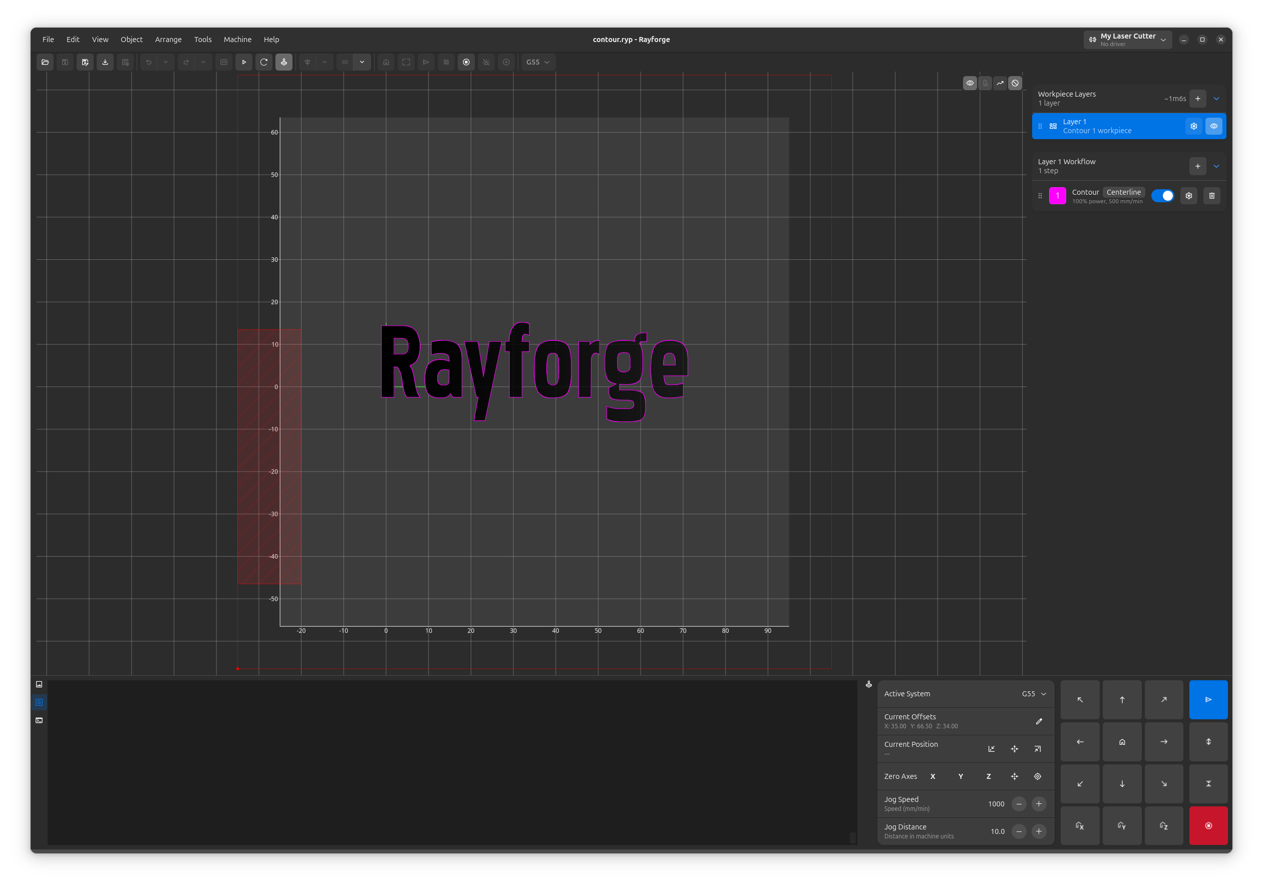 Rayforge 主窗口